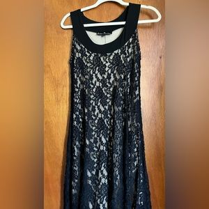 Black Lace Swing Dress with nude lining